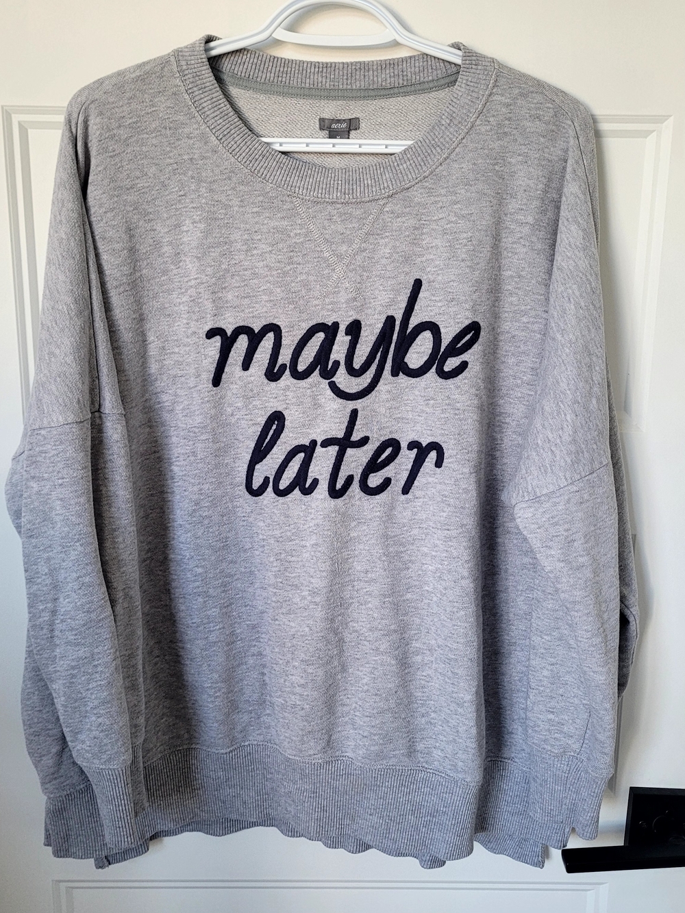 aerie Gray Crewneck Sweatshirt with Navy Script